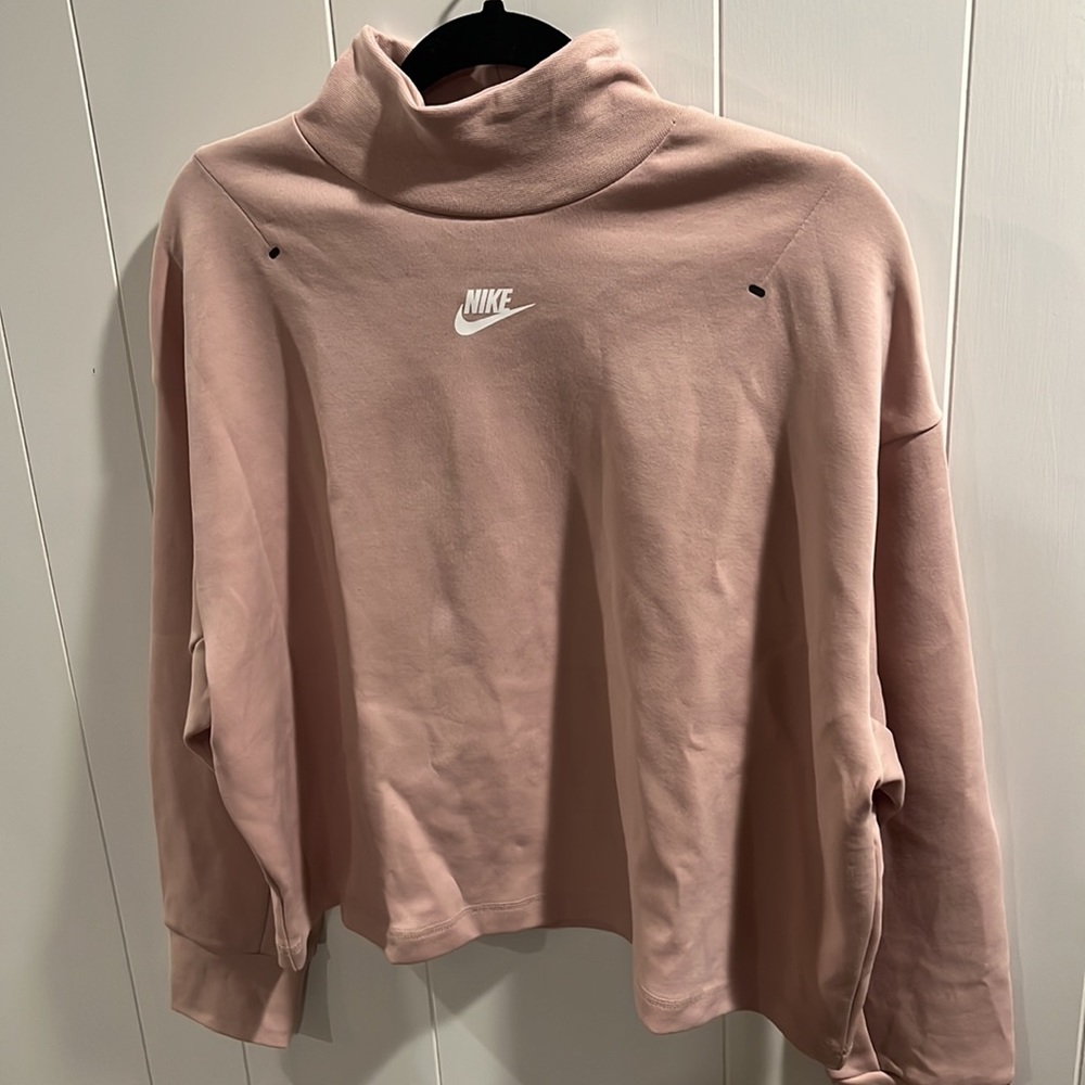Nike Small Rose Pink Cropped Mock Neck Sweatshirt Like New - Picture 2 of 7